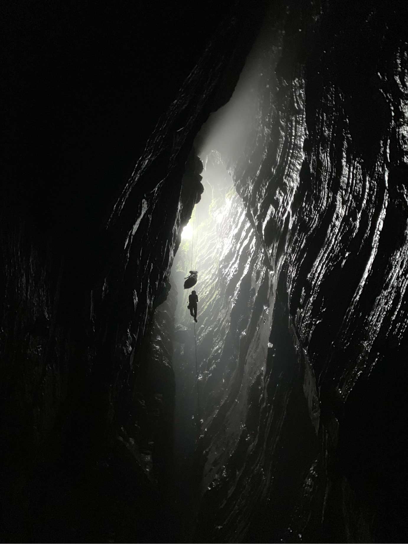 Después de una noche larga de 5 días, el grupo de investigadores salieron de la cueva a sus laboratorios. Foto: Esteban Baus/ ComCienCia